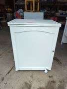 White Rolling Craft Table with Fold-Out Top