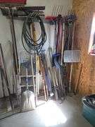 Collection of Various Shovels, Rakes, Hoes, and Garden Tools