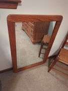 Oak Bedroom Set: Bed, Dresser, Mirror, and Nightstand
