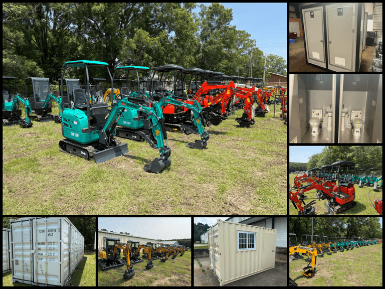 New Mini Excavators, Skid Steers, Implements, Shipping Containers, Fencing, & More image
